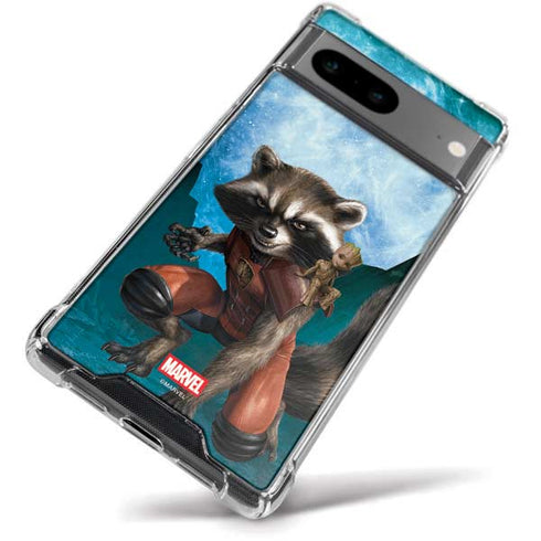 Marvel Rocket and Baby Groot Cosmic Bond Google Pixel 8a Clear Case